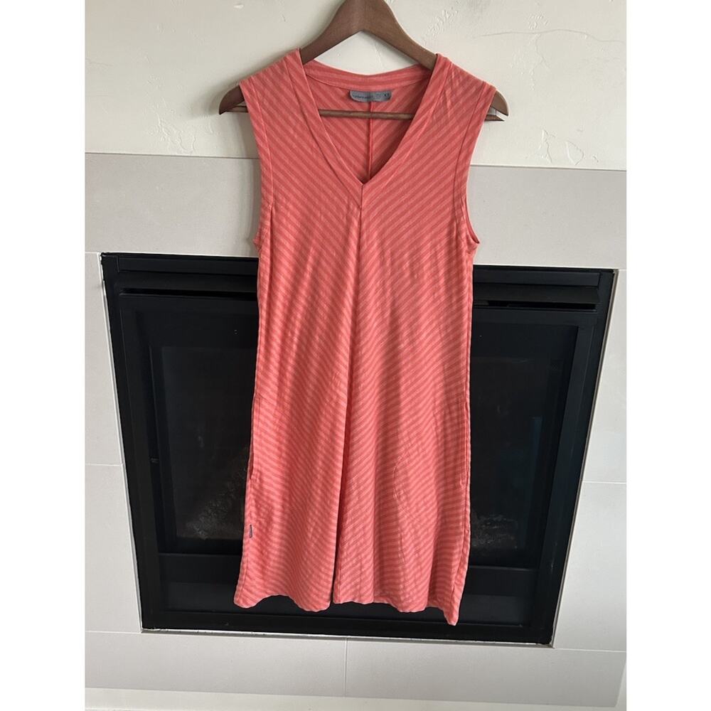 Icebreaker Merino Wool Sleeveless Dress Coral V-Neck Shift Womens XS